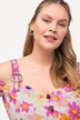 Abito in tradizionale stile Tracht in misto lino con scollo a cuore, fiori e mezze maniche