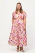Abito in tradizionale stile Tracht in misto lino con scollo a cuore, fiori e mezze maniche