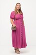 Robe champêtre en lin mélangé. Décolleté rond et manches courtes.