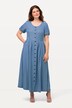folklore jurk, Jeanslook, hartvormige hals, korte mouwen