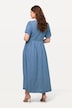 folklore jurk, Jeanslook, hartvormige hals, korte mouwen