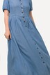 folklore jurk, Jeanslook, hartvormige hals, korte mouwen