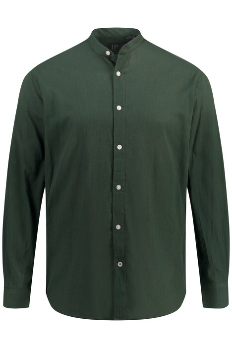 Shirt, long sleeve, crêpe fabric, stand-up collar, modern fit