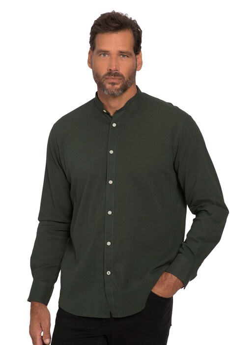 Shirt, long sleeve, crêpe fabric, stand-up collar, modern fit