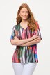 Maglia di tessuto fluente con design colorato, scollo a cuore e maniche a 3/4