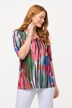 Maglia di tessuto fluente con design colorato, scollo a cuore e maniche a 3/4