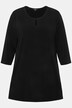 T-shirt long, coupe évasée, fleurs, col rond avec « trou de serrure », manches 3/4