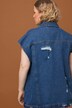 Chaleco vaquero, oversize, efecto Destroy, cuello camisero