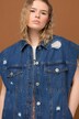 Chaleco vaquero, oversize, efecto Destroy, cuello camisero