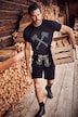 T-shirt, klederdracht, korte mouwen, grote print met twee hakbijlen, vintage look, borstprint, ronde hals