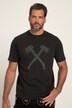 T-shirt, klederdracht, korte mouwen, grote print met twee hakbijlen, vintage look, borstprint, ronde hals
