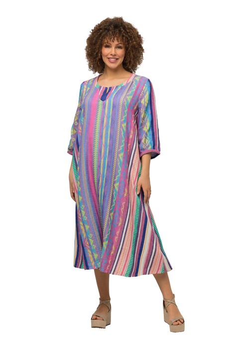 Kaftan, etno vzor, A střih, tunikový výstřih, 3/4 rukávy