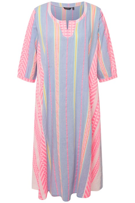 Kaftan, etno vzor, A střih, tunikový výstřih, 3/4 rukávy