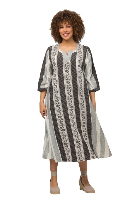 Kaftan, etno vzor, A střih, tunikový výstřih, 3/4 rukávy