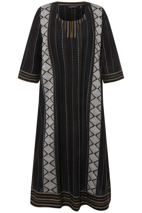Kaftan, etno vzor, A střih, tunikový výstřih, 3/4 rukávy