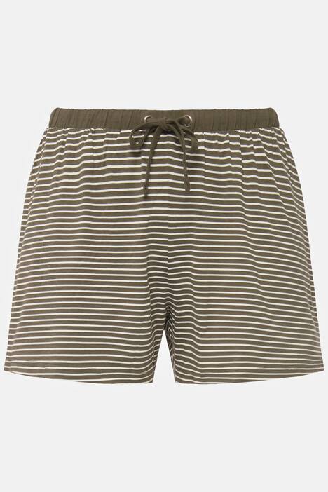 Shorty de pyjama, 3 pièces, rayures, col rond, manches courtes, short