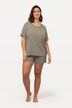 Shorty de pyjama, 3 pièces, rayures, col rond, manches courtes, short