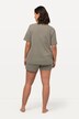 Shorty de pyjama, 3 pièces, rayures, col rond, manches courtes, short