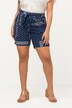Sweatshorts Rose, vintage-trykk, elastisk linning, knytebelte