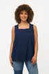 Blouse en lin mélangé à encolure carrée et sans manches