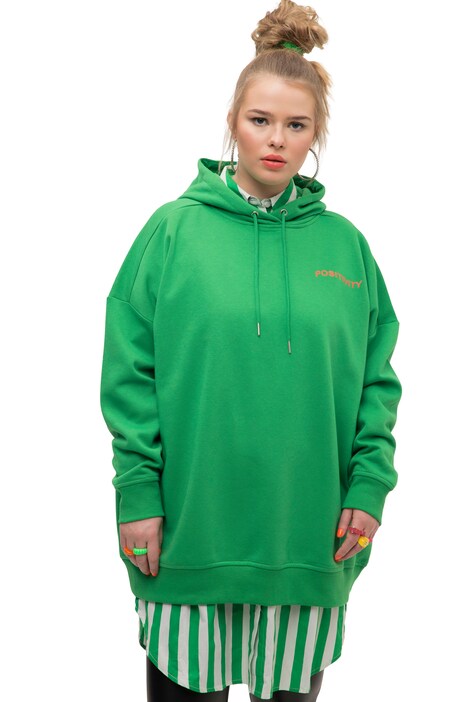 Mikina s kapucí, oversize, tepláková, potisk na zádech, dlouhé rukávy