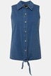 blousetop, jeanslook, knopen aan de zoom, overhemdkraag, mouwloos