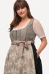 Dirndl, kaksikerroksinen esiliina, kulmikas pääntie, hihaton