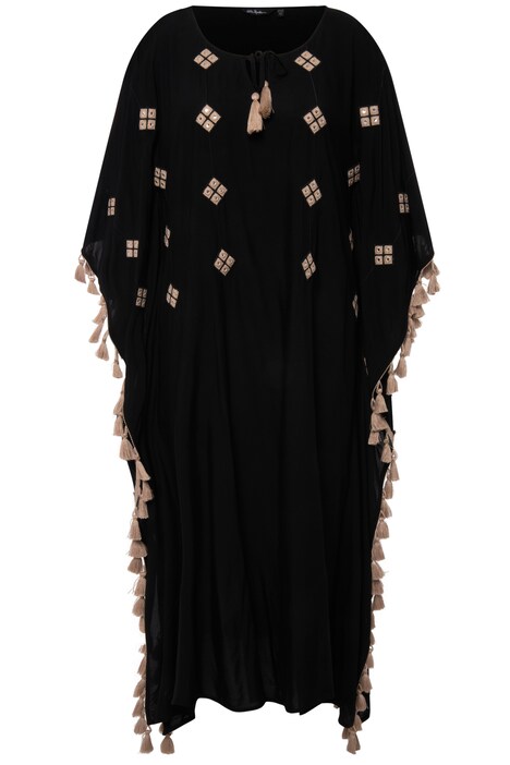 Kaftan, zrcadlo, tunikový výstřih, střapce, 3/4 rukávy