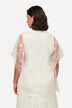 Blouse avec dentelle. Décolleté en V, manches courtes.