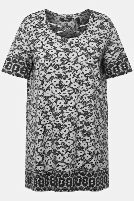 T-shirt, dessin, A-lijn, ronde hals, sierbandjes, korte mouwen