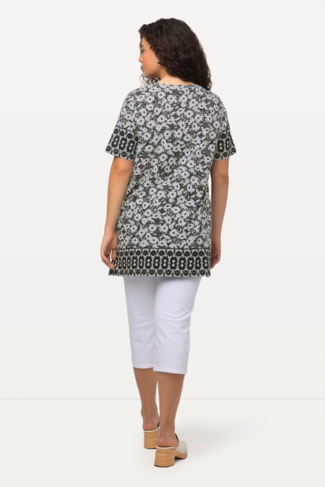 T-shirt, dessin, A-lijn, ronde hals, sierbandjes, korte mouwen