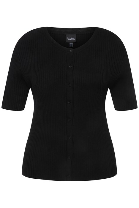 Úpletové tričko, ozdobné knoflíky, Slim, kulatý výstřih, krátké rukávy