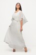 Vestido de novia, drapeado, escote en V, media manga con capa