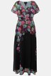 Maxikjole, chiffon, blomster, V-hals, korte ermer