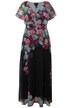 Maxi šaty, šifon, květy, výstřih do V, krátké rukávy