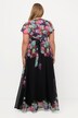 Maxikjole, chiffon, blomster, V-hals, korte ermer