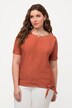 Bluse, pynteknuder, oversized, rund hals, halværmer