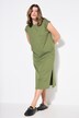 Robe midi en jersey oversized à encolure ronde et sans manches. Ouverture de type fente sur le côté