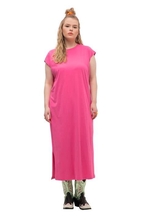 Žerzejové maxi šaty, oversize, kulatý výstřih, bez rukávů, postranní rozparky