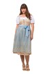 Dirndl, zlatý brokát, výšivka, hranatý výstřih, bez rukávů