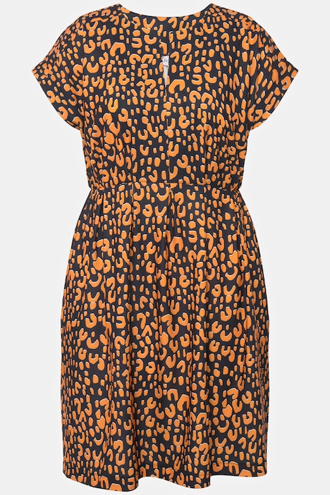 Clever Leopard Print Elastic Waist Dress Midi Dresses Dresses