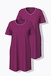 Lot de 2 chemises de nuit, décolleté rond/en V et manches courtes