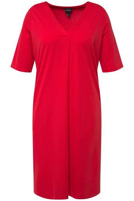 Mini šaty, oversize, ozdobné sklady, výstřih do V, krátké rukávy