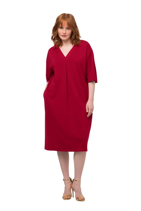 Mini šaty, oversize, ozdobné sklady, výstřih do V, krátké rukávy