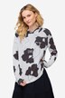 Hoodie, Blätter Print, Netz-Kapuze, Langarm