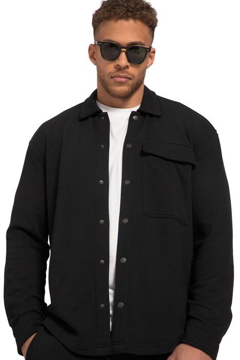 STHUGE overshirt, sweat fabric, long sleeve, Kent collar, up to 8 XL