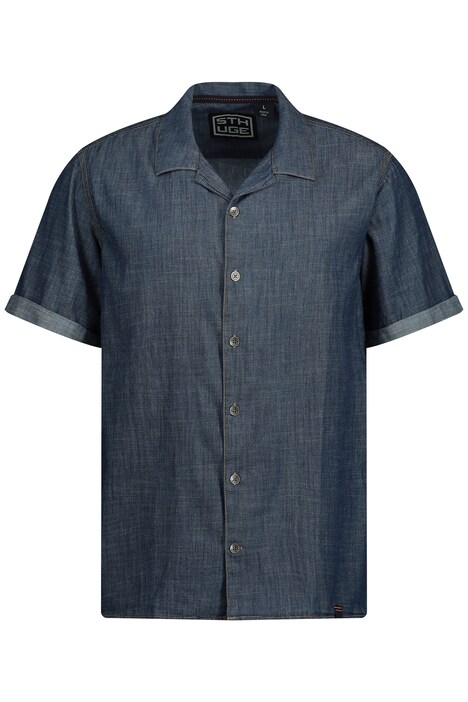 STHUGE džínová košile, krátké rukávy, Cuba střih, Cuba límeček, do 8XL