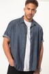 Chemise STHUGE en jean. Manches courtes et col cubain. Coupe Cuba-Fit, jusqu'au 8XL.