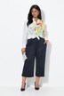Jupe-culotte en maille fluide. Longueur mollet, jambe large. Taille élastique