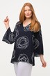 Overhemdblouse, dubbelgelaagd, scribbles, V-halslijn, lange mouwen